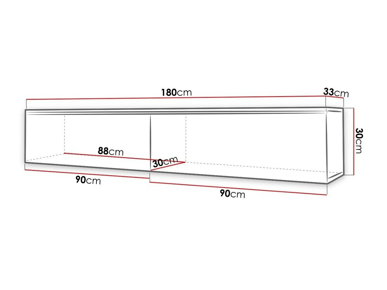 TV-bord Sarasota 121 (Hvid + Glansfuld hvid)
