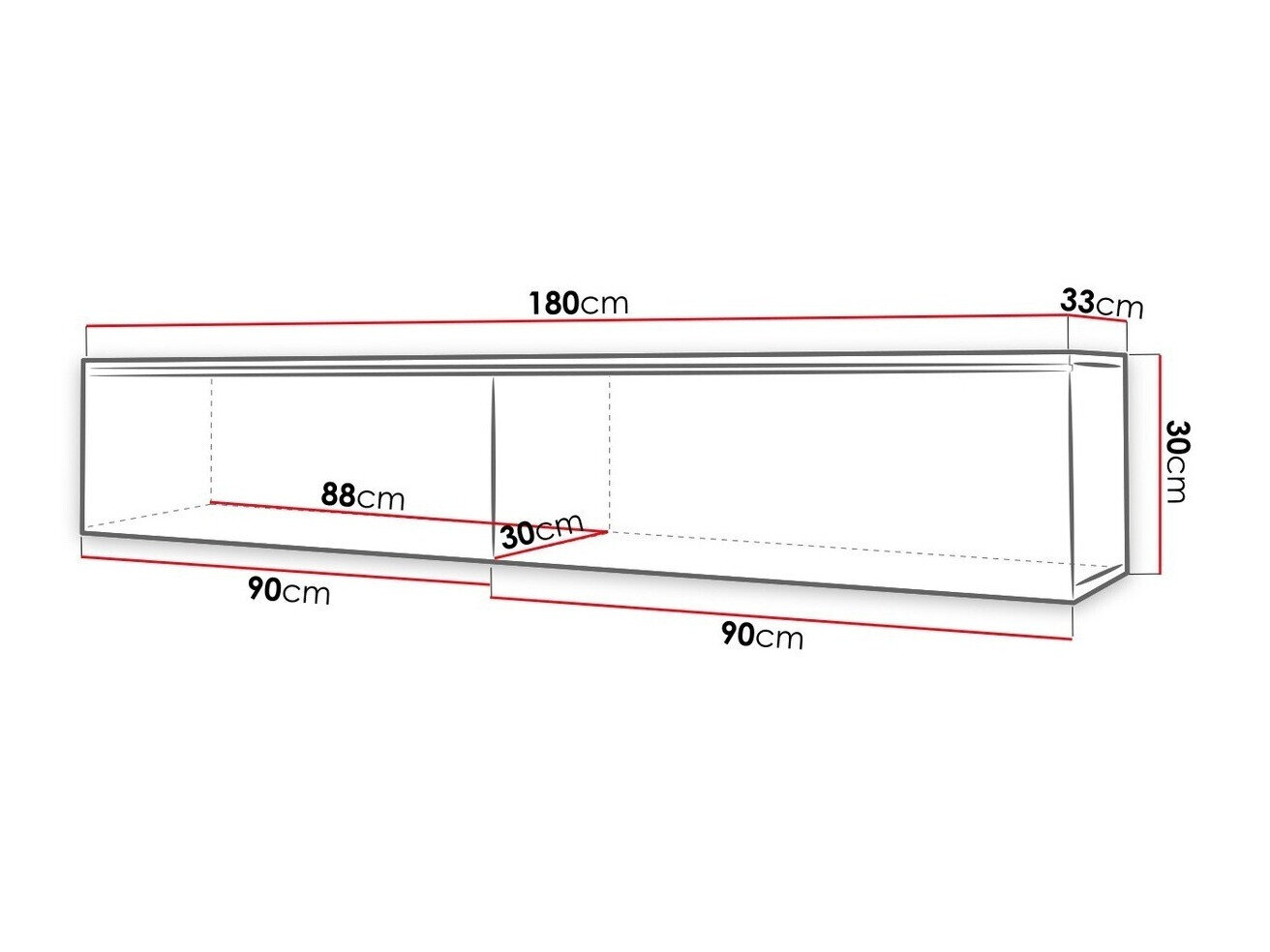 TV-bord Sarasota 121 (Hvid + Gloss grå)