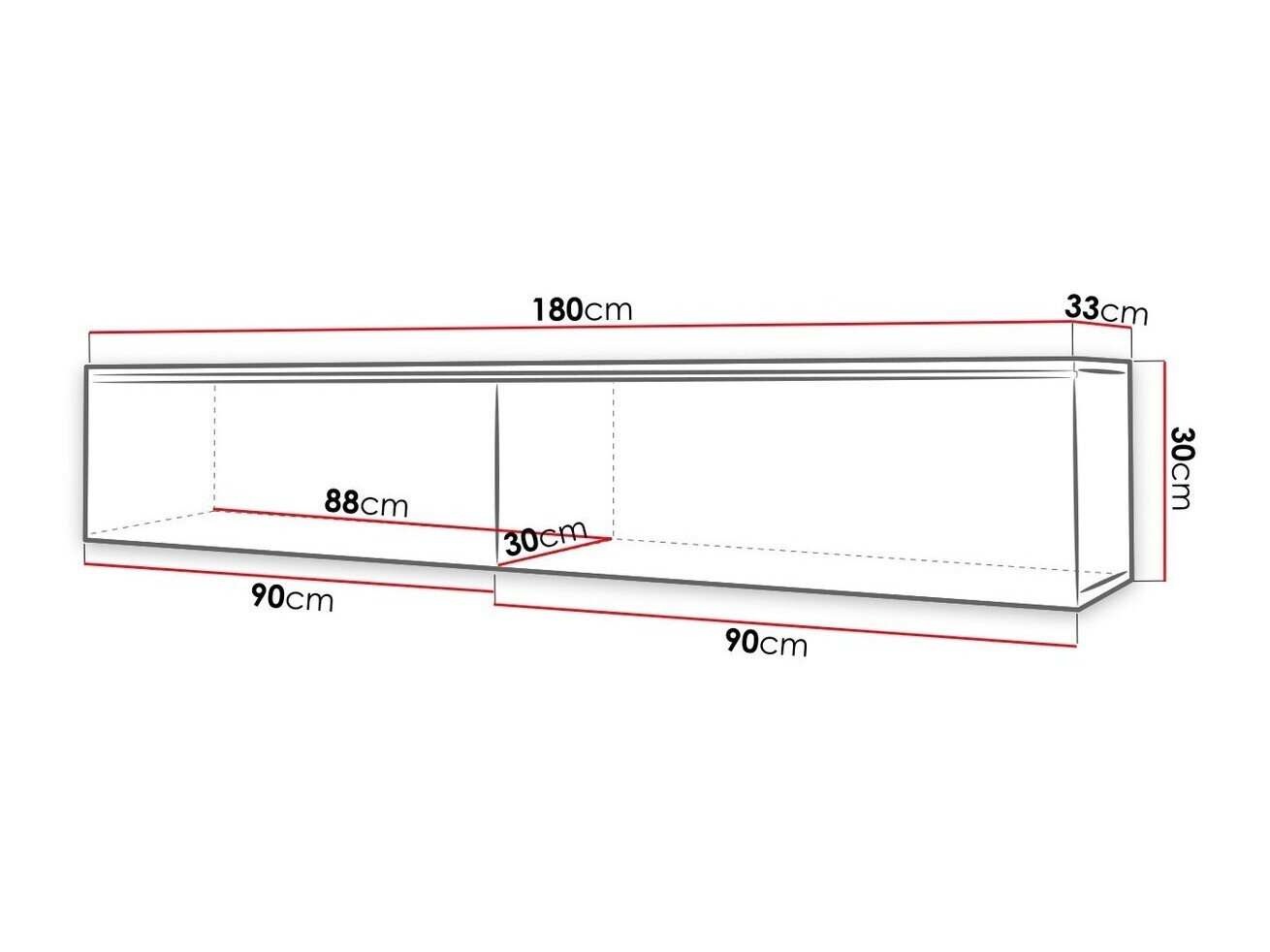 TV-bord Sarasota 121 (Matera grå + Glansfuld hvid)