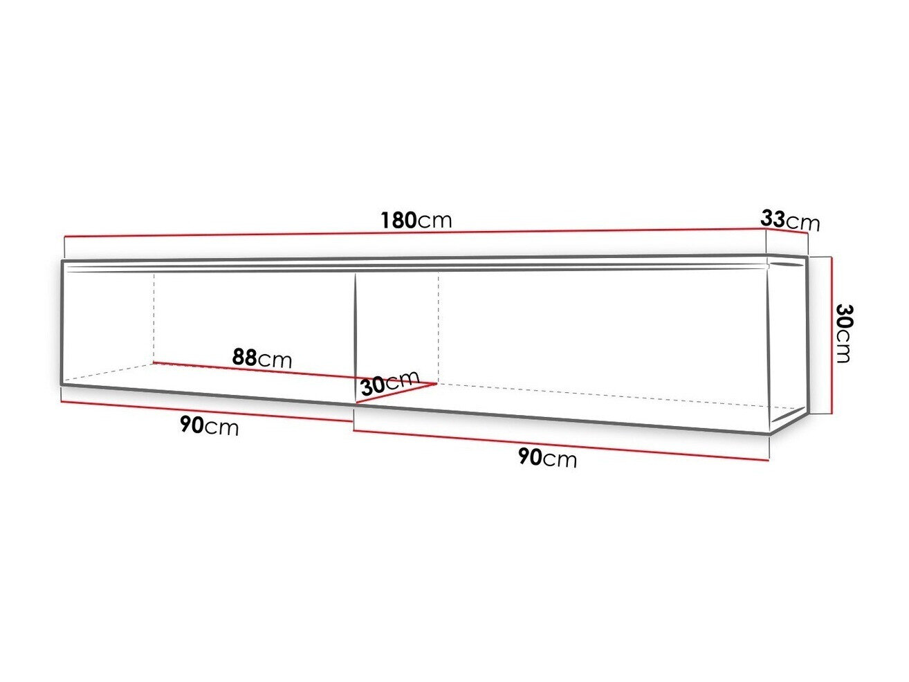 TV-bord Sarasota 121 (Matera grå + Glansfuld hvid)