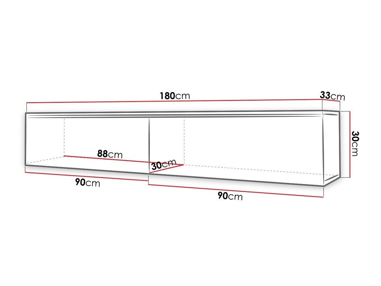 TV-bord Sarasota 121 (Wotan eg + Blank sort)