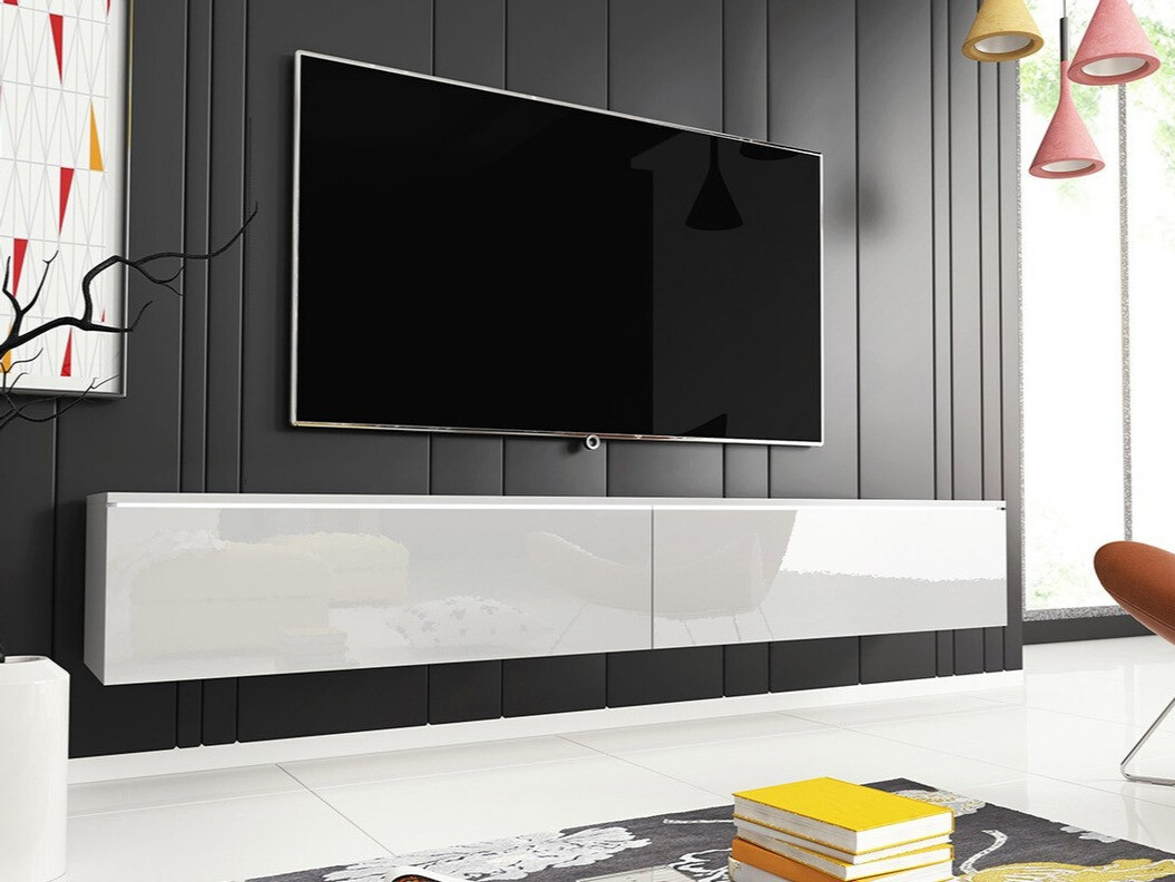 TV-bord Scientia I (Hvid + Glansfuld hvid)