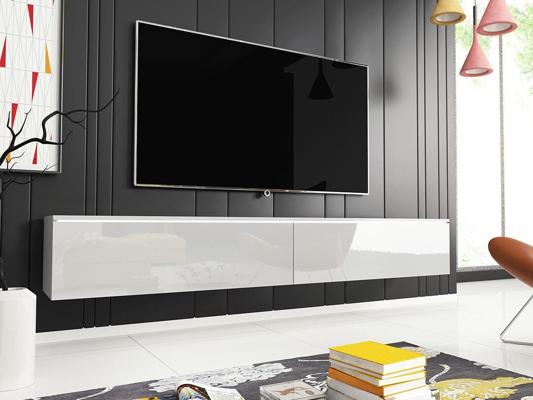 TV-bord Scientia I (Hvid + Glansfuld hvid)