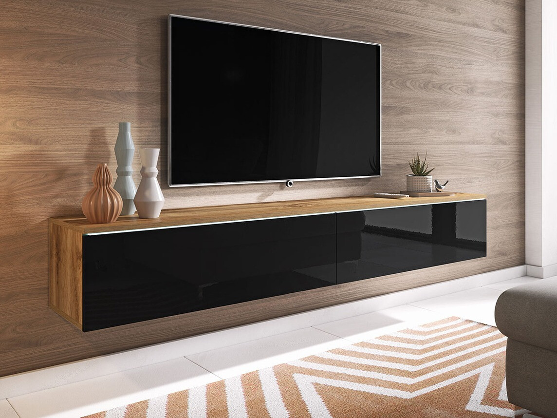 TV-bord Scientia I (Wotan eg + Blank sort)