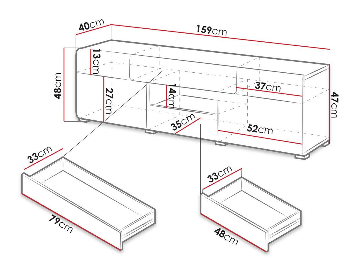 TV-bord Torsone 101 (Hvid + Glansfuld hvid + San remo eg)