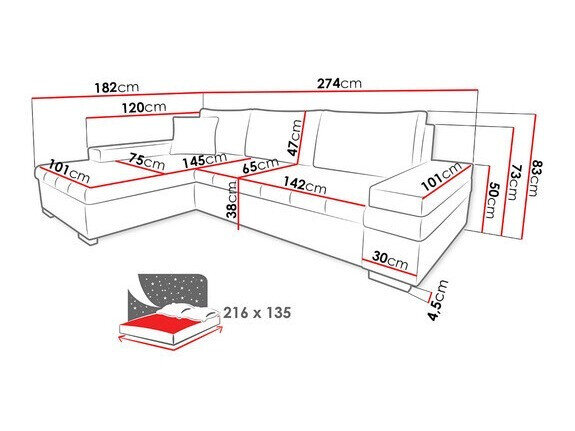 Hjørnesofa Comfivo 121 (Magic Velvet 2260 + Senegal 818)