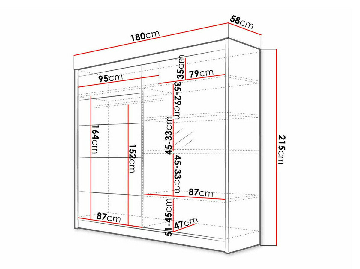 Garderobeskab Closico 142 (Hvid + Sort)
