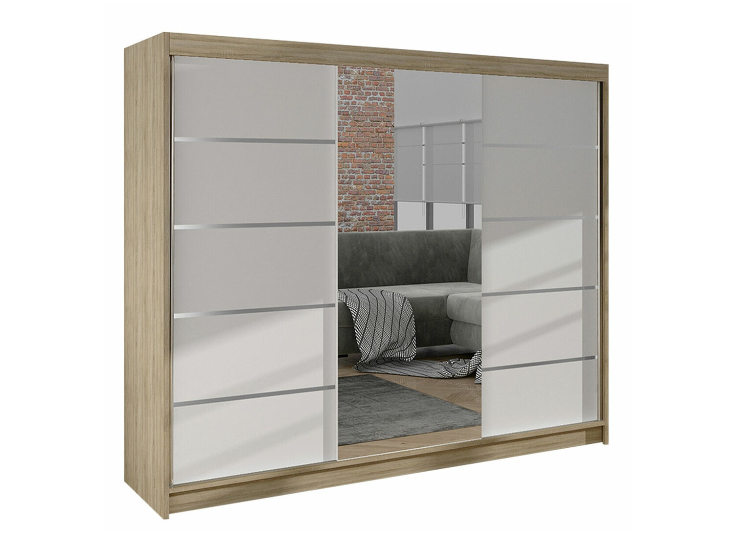 Garderobeskab Closico Durion IV (Sonoma eg + Hvid)