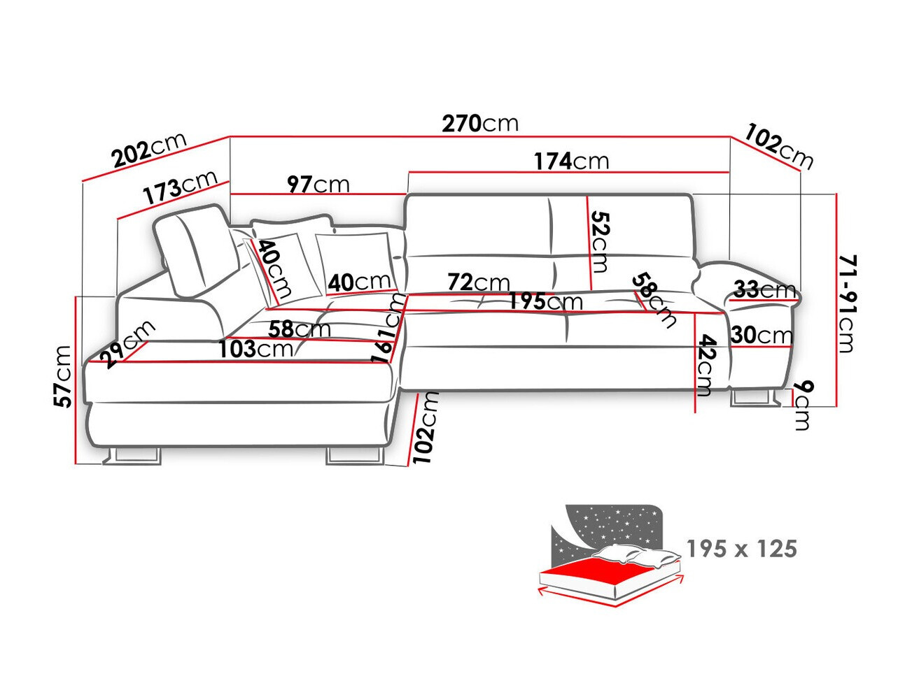 Hjørnesofa Comfivo Ruta II (Matana 19 + Matana 17)