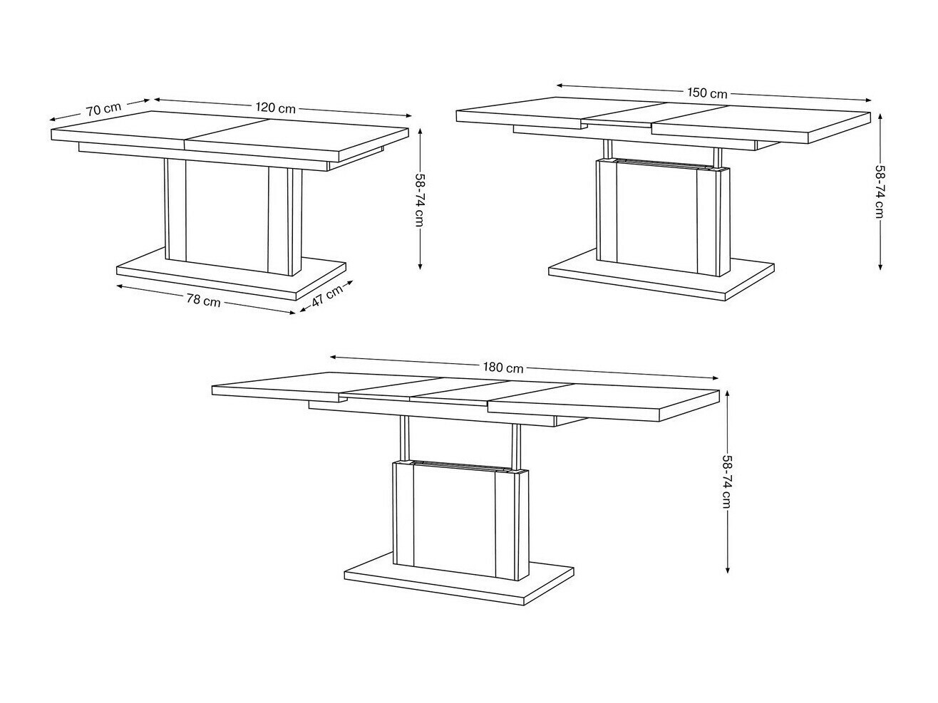 Transformer sofabord Glendale 103 (Sonoma eg + Hvid)