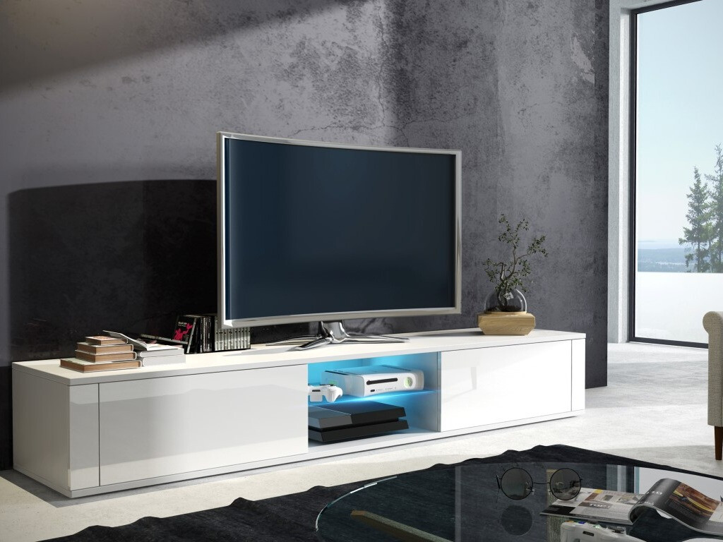 TV-bord Gilroy 104 (Hvid + Glansfuld hvid)
