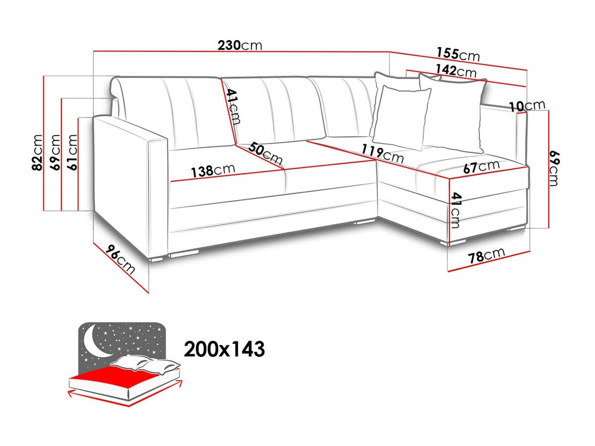 Hjørnesofa Edinburg 100 (Inari 96 + Cayenne 1115)
