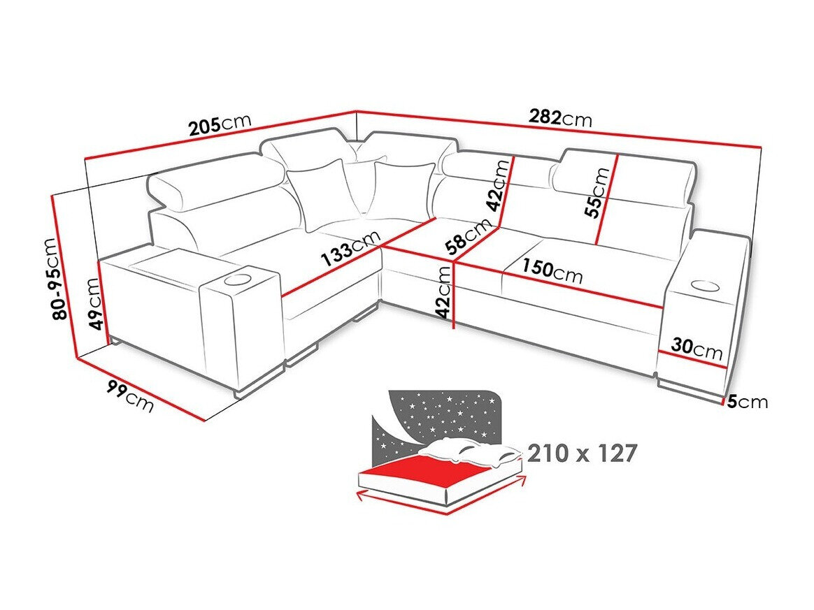 Hjørnesofa Pearland 104 (Ekj 01 + Luxo 6601 + Evo 32)