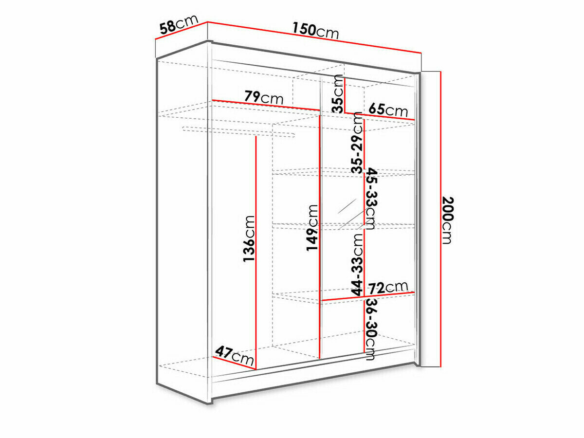 Garderobeskab Closico 140 (Hvid + Sonoma eg)
