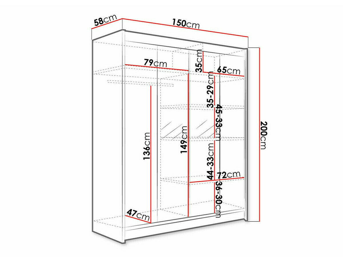 Garderobeskab Closico 141 (Sort + Hvid)