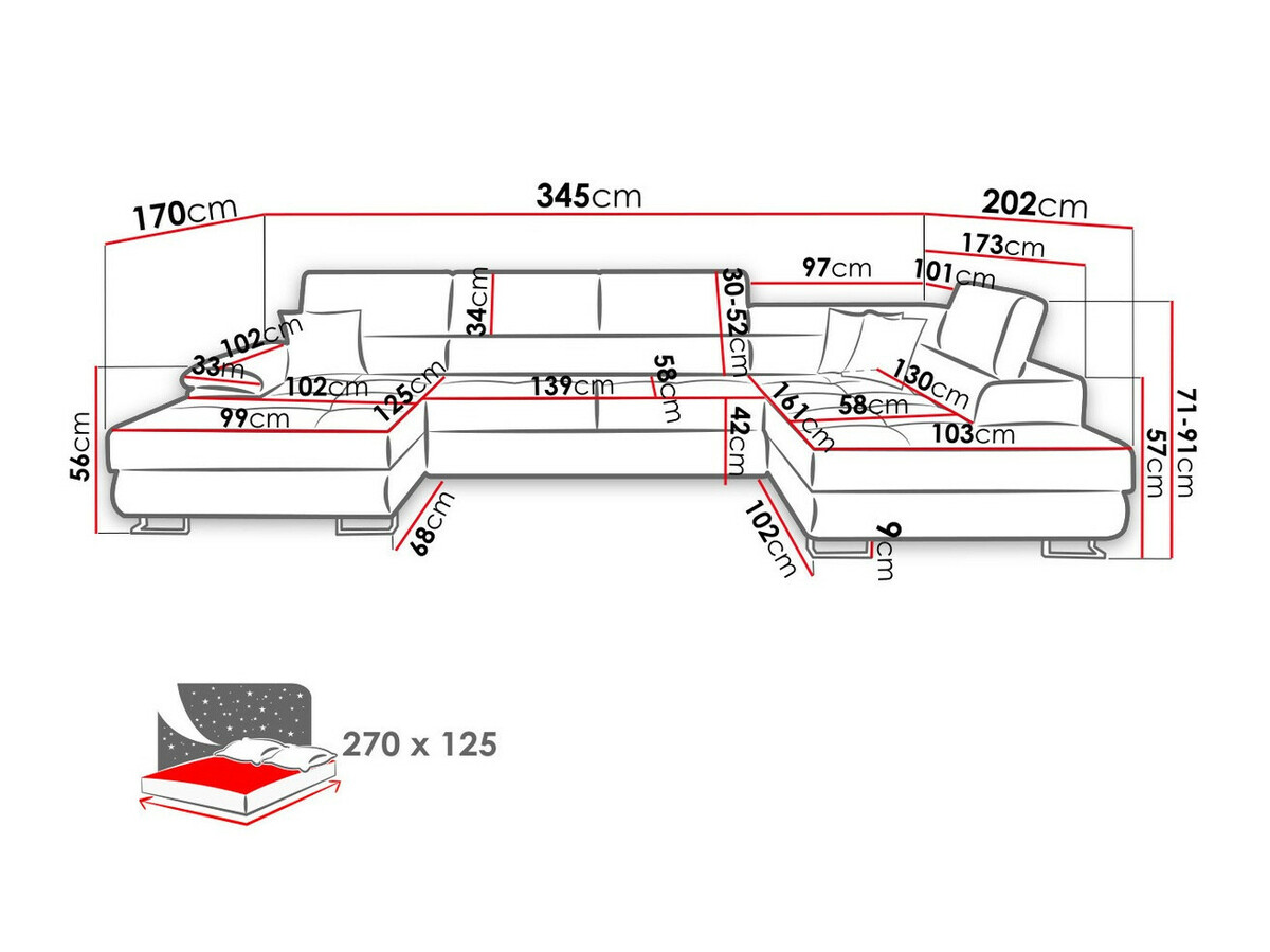 Hjørnesofa Comfivo Ruta VI (Venus Velvet 2916 + Miu 2059)