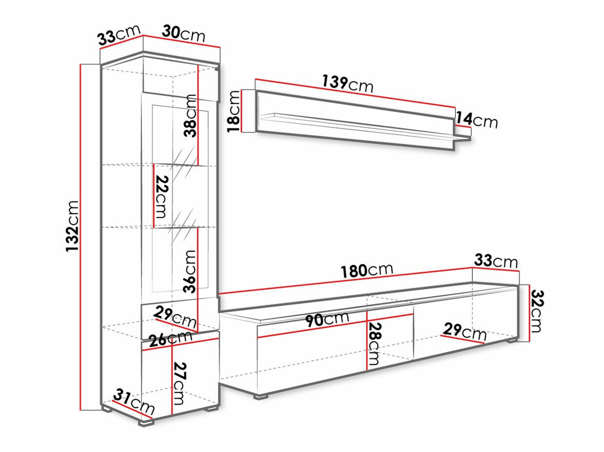 Stuemøbelsæt Sarasota 125 (Hvid + Glansfuld hvid)
