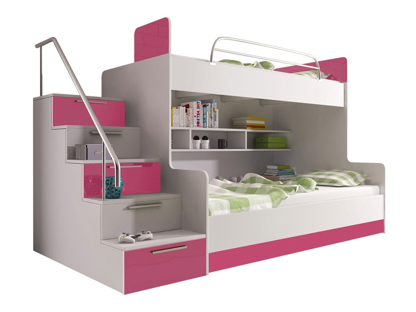 Køjeseng Campus (Hvid + Glansfuld hvid + Glossy pink)