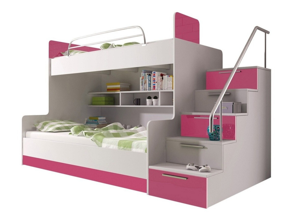 Køjeseng Campus (Hvid + Glansfuld hvid + Glossy pink)