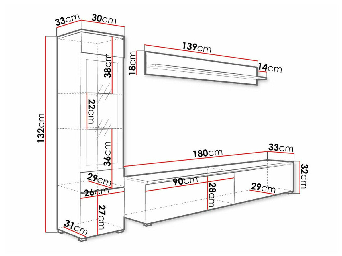 Stuemøbelsæt Sarasota 125 (Wotan eg + Blank sort)
