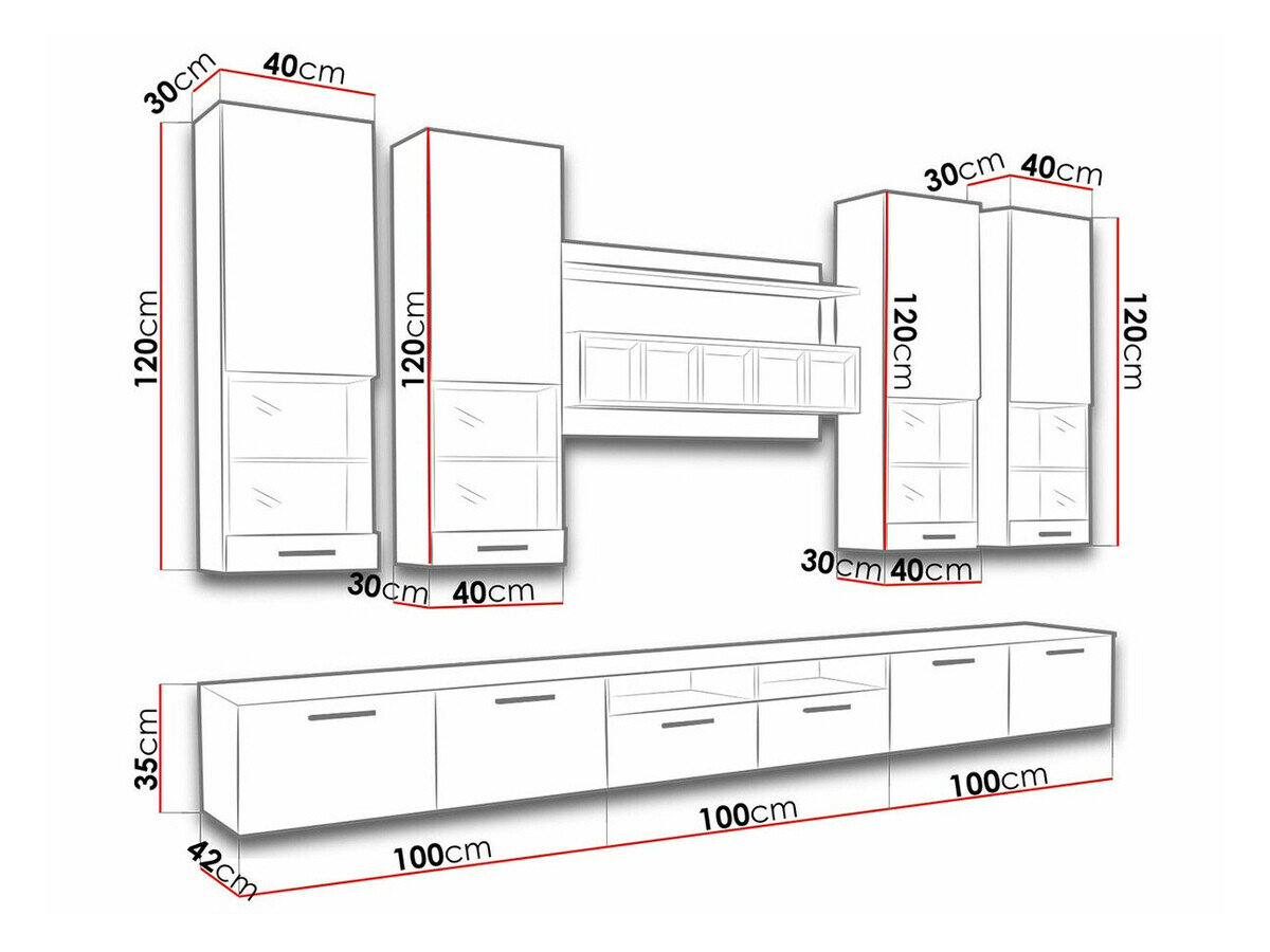 Stuemøbelsæt Nashville 107 (Hvid + Blank sort)