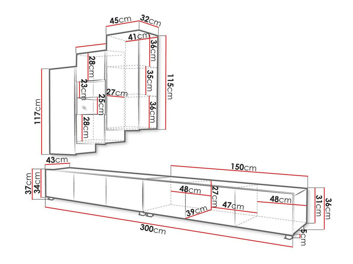 Stuemøbelsæt Tivdalu 133 (Hvid + Glansfuld hvid + Sort + Blank sort)
