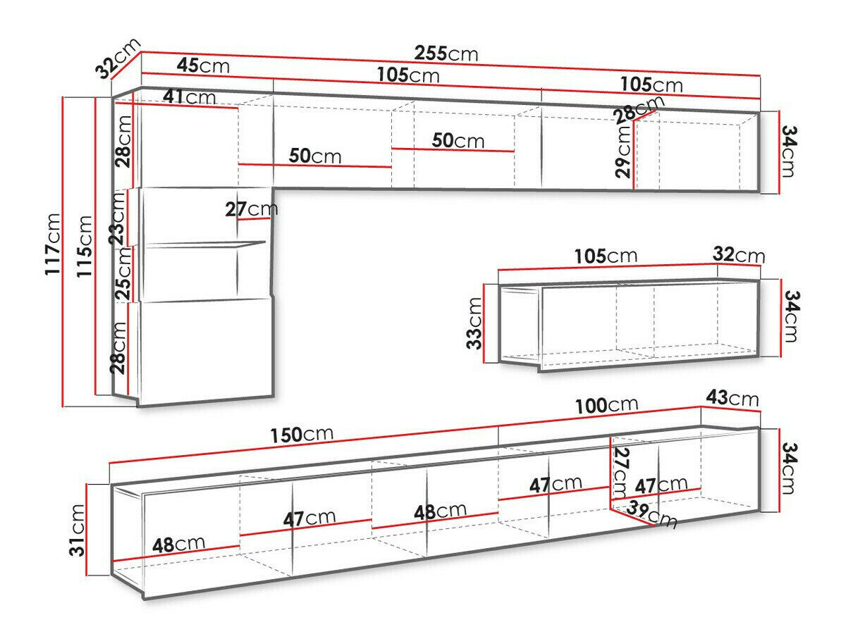 Stuemøbelsæt Tivdalu 108 (Gylden eg + Hvid + Glansfuld hvid)
