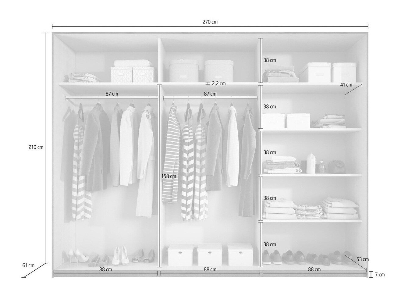 Garderobeskab Levruvu 105 (Kloster eg + Sort)