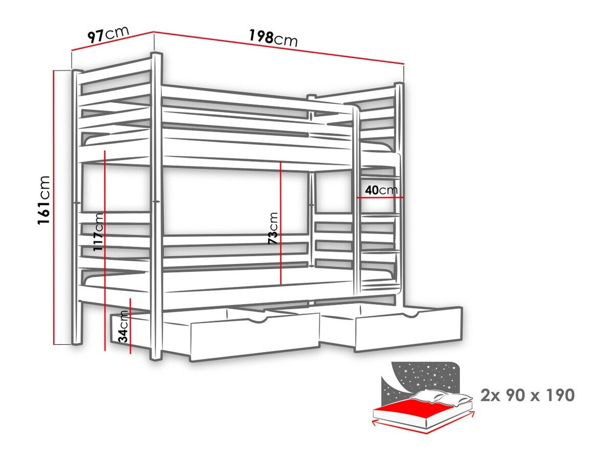 Køjeseng Vista 101 (Grå)