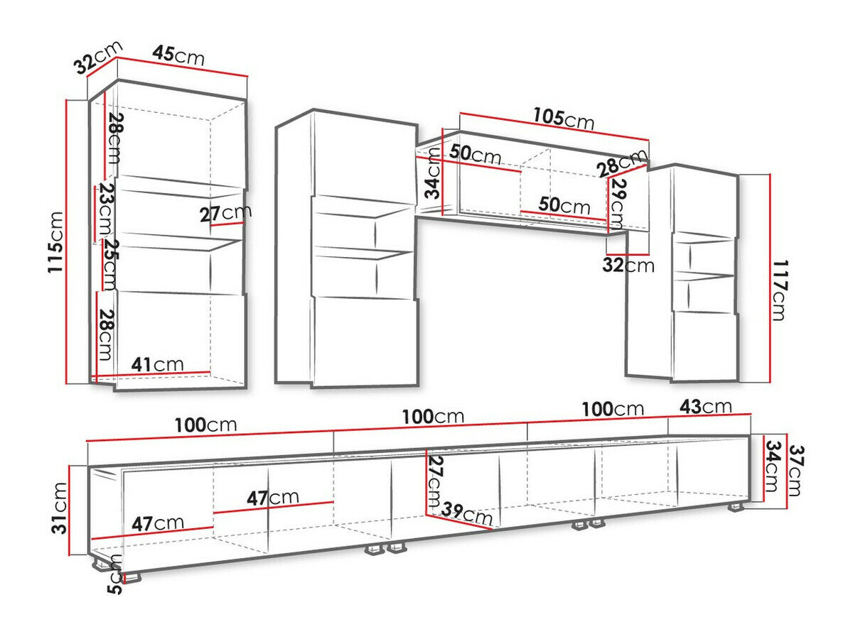 Stuemøbelsæt Tivdalu 121 (Sort + Blank sort)