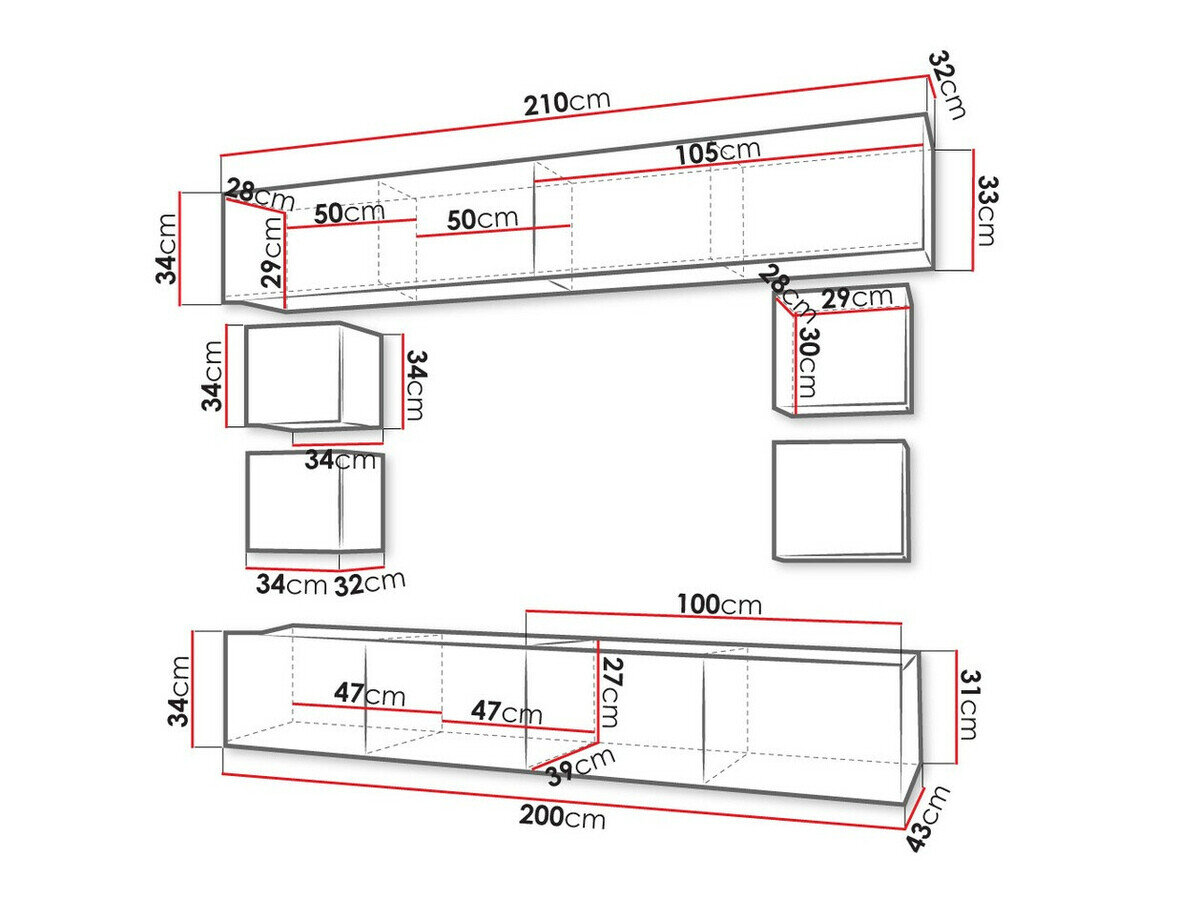 Stuemøbelsæt Tivdalu 134 (Gylden eg + Hvid + Glansfuld hvid)