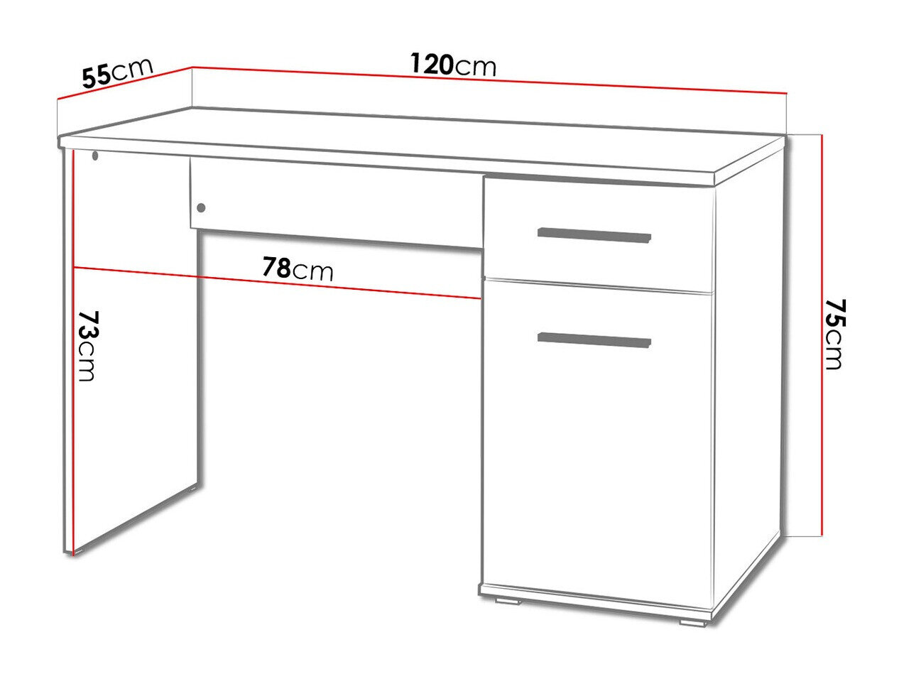 Skrivebord Cirveso 114 (Hvid + Glansfuld hvid)