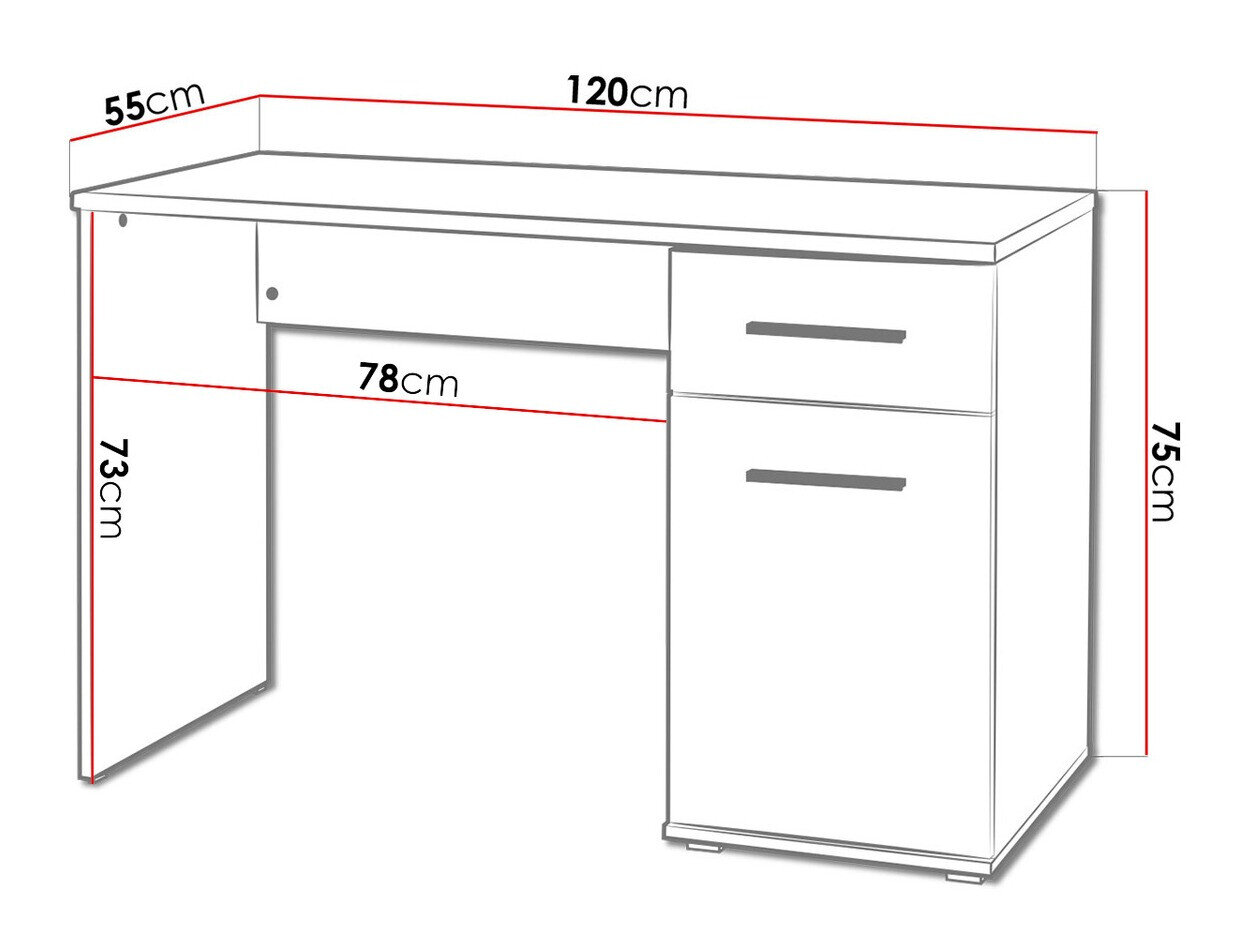 Skrivebord Cirveso 114 (Sonoma eg + Glansfuld hvid)