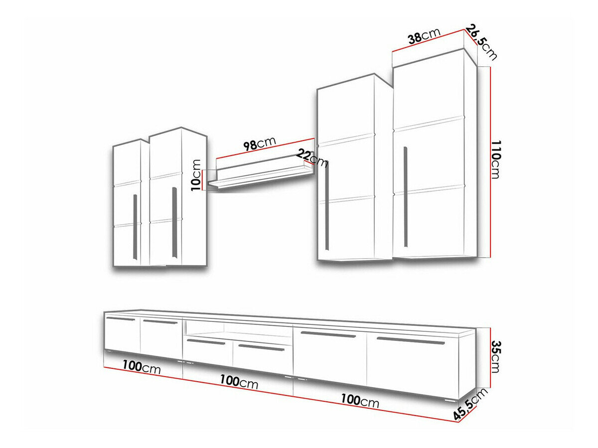 Stuemøbelsæt Nashville 102 (Hvid + Glansfuld hvid)
