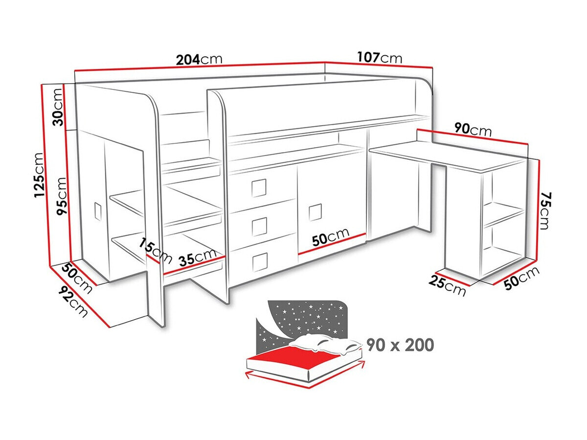 Seng Hartford 190 (Hvid + Glansfuld hvid + blankt Turkis)
