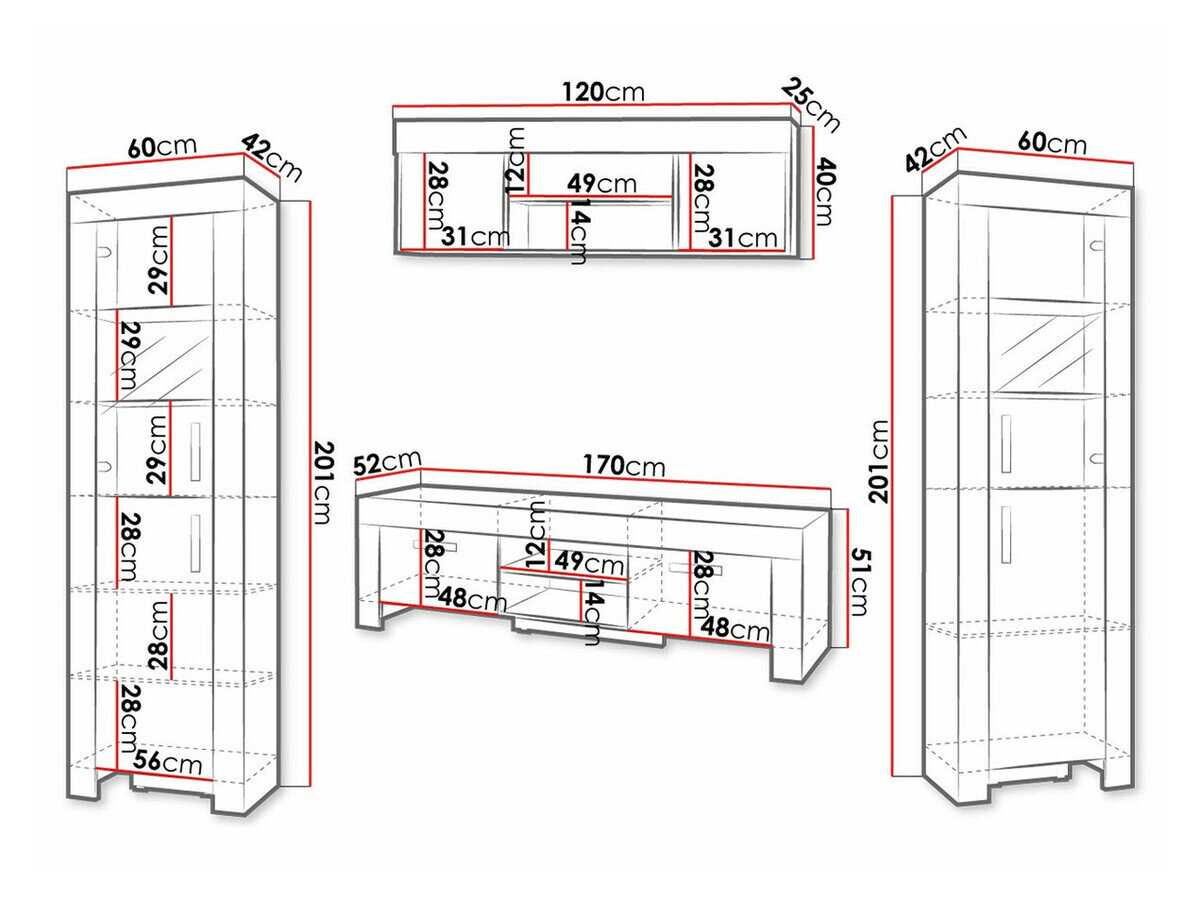 Stuemøbelsæt Melfeli 124 (Sonoma eg)