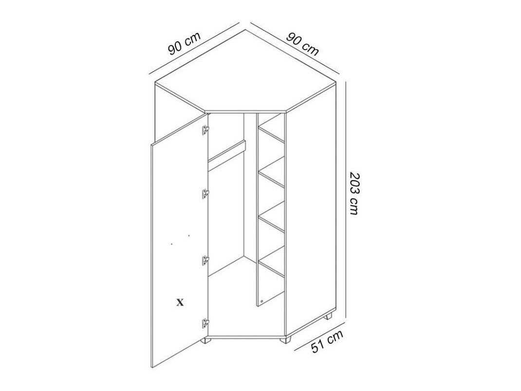 Hjørnegarderob Murrieta 108 (Wenge)