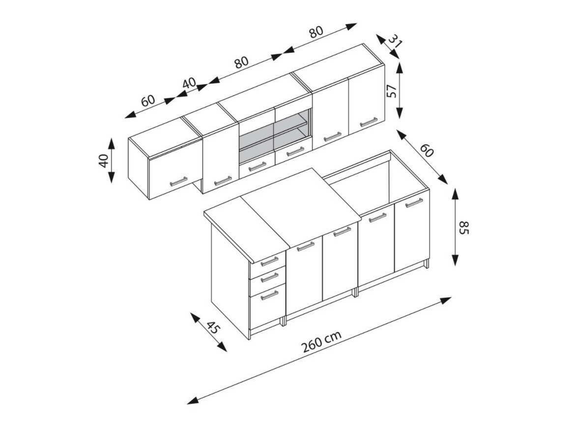 Køkkensæt Houston 1182 (Saingenma egetræ + Hvid + Beige)