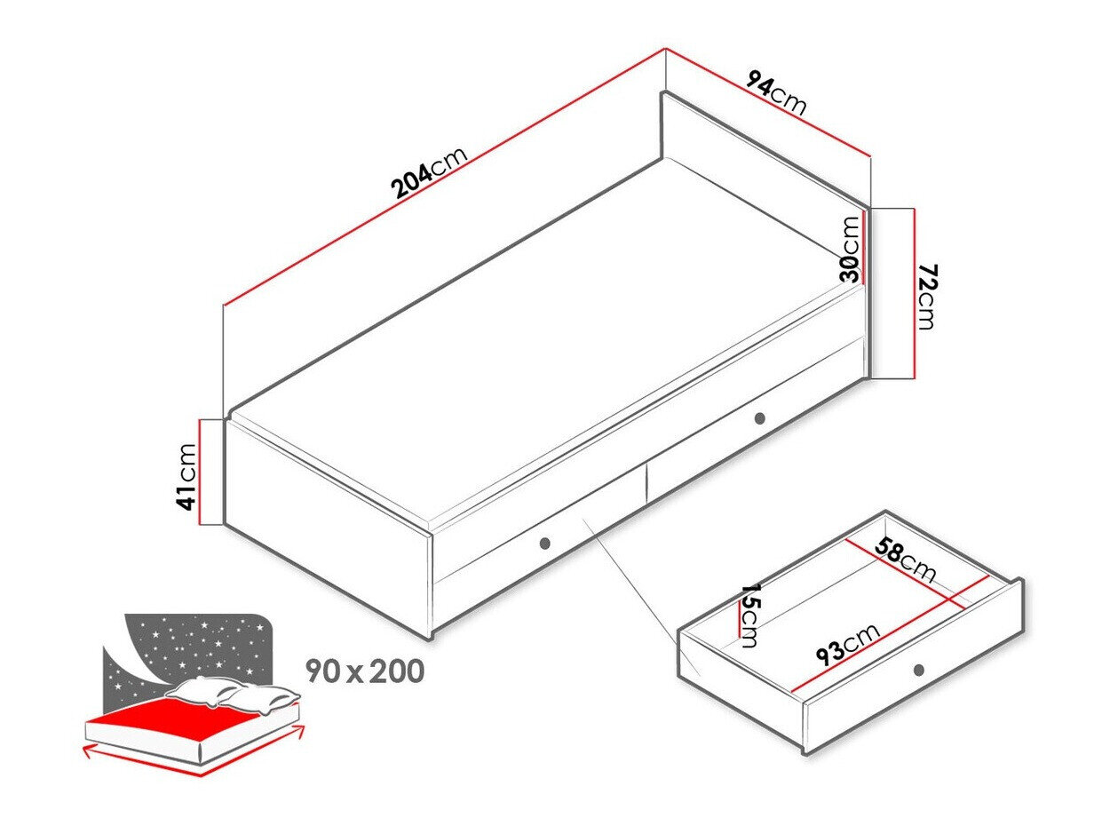 Seng Almira 113 (Artisan eg + Hvid)
