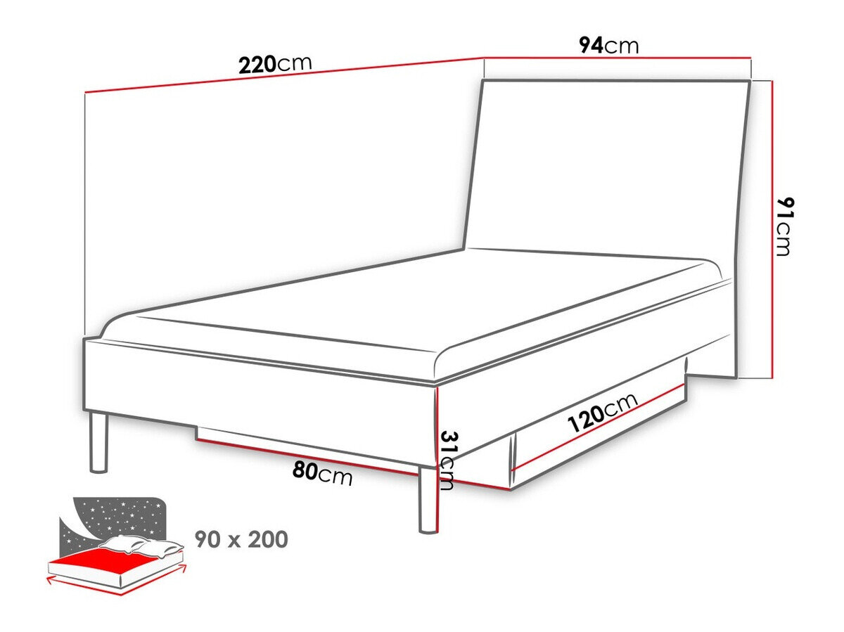Seng Salmere 102 (Hvid + Gloss grå)