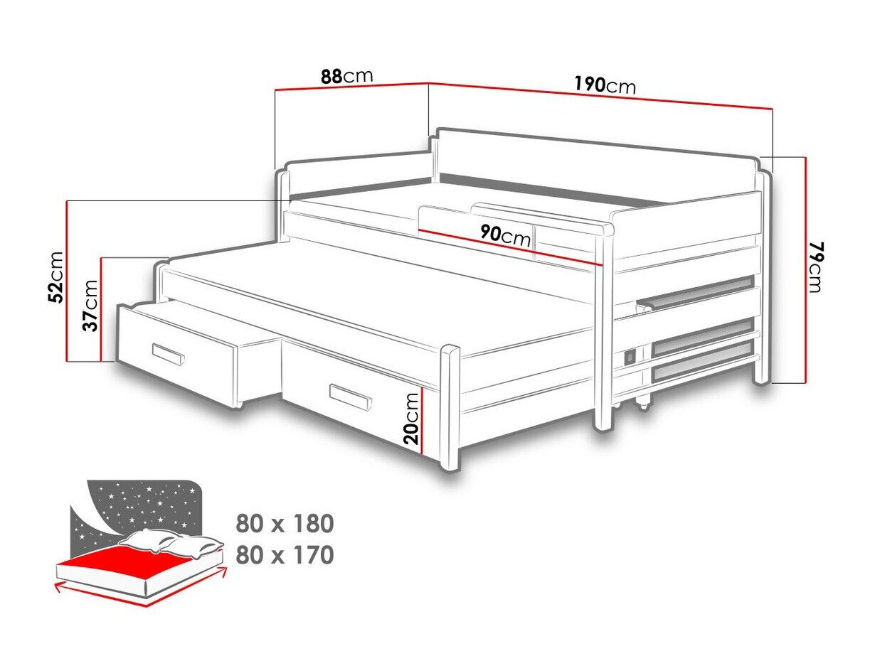 Seng Henderson 121 (Hvid + Grå)