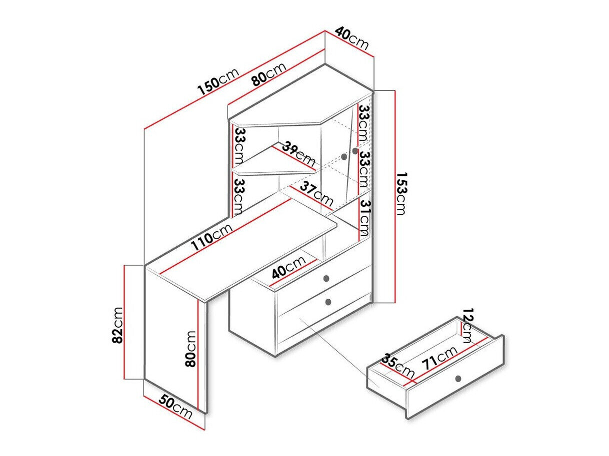 Skrivebord Almira 110 (Artisan eg + Hvid)