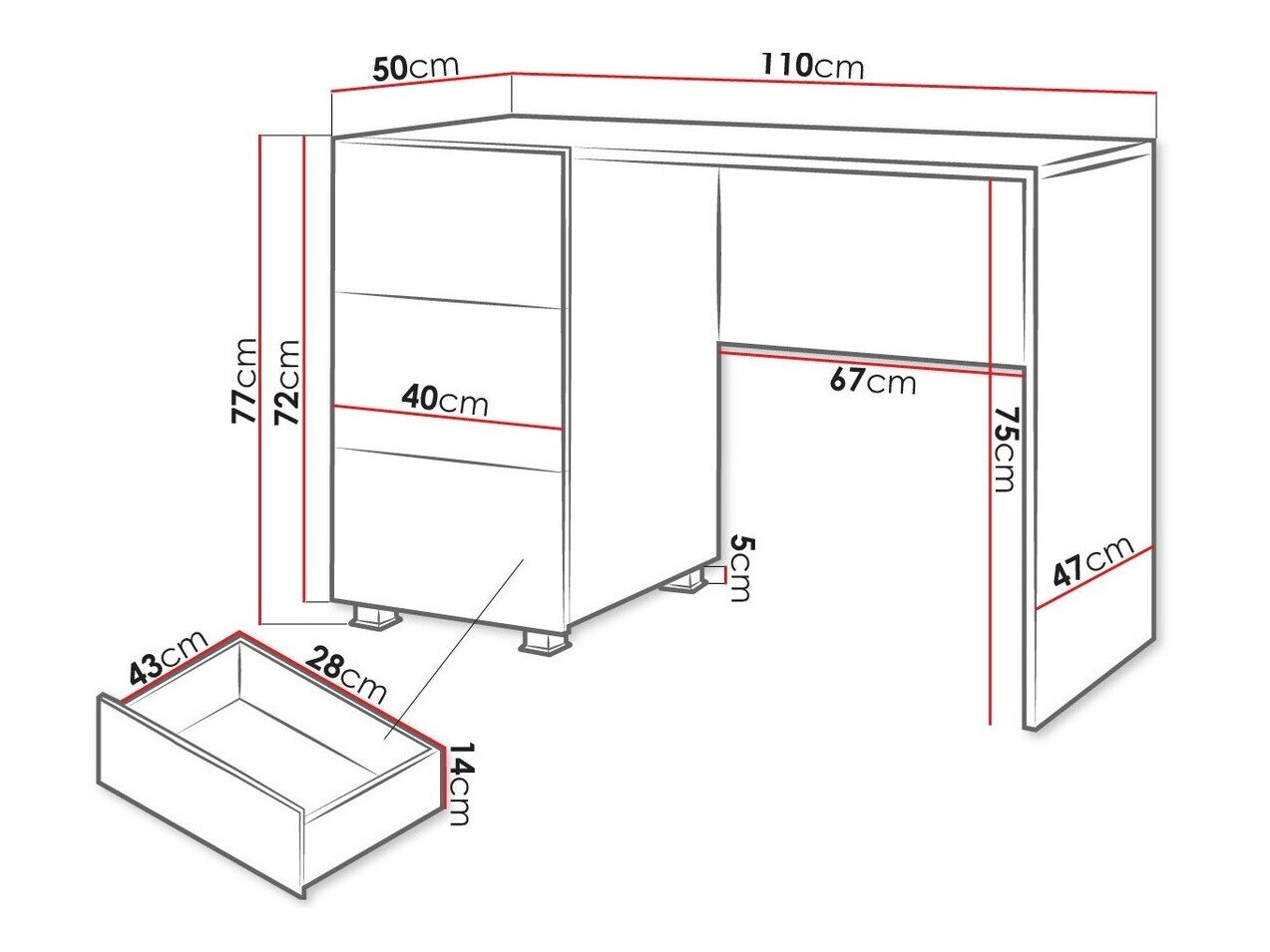Skrivebord Tivdalu 122 (Gylden eg)