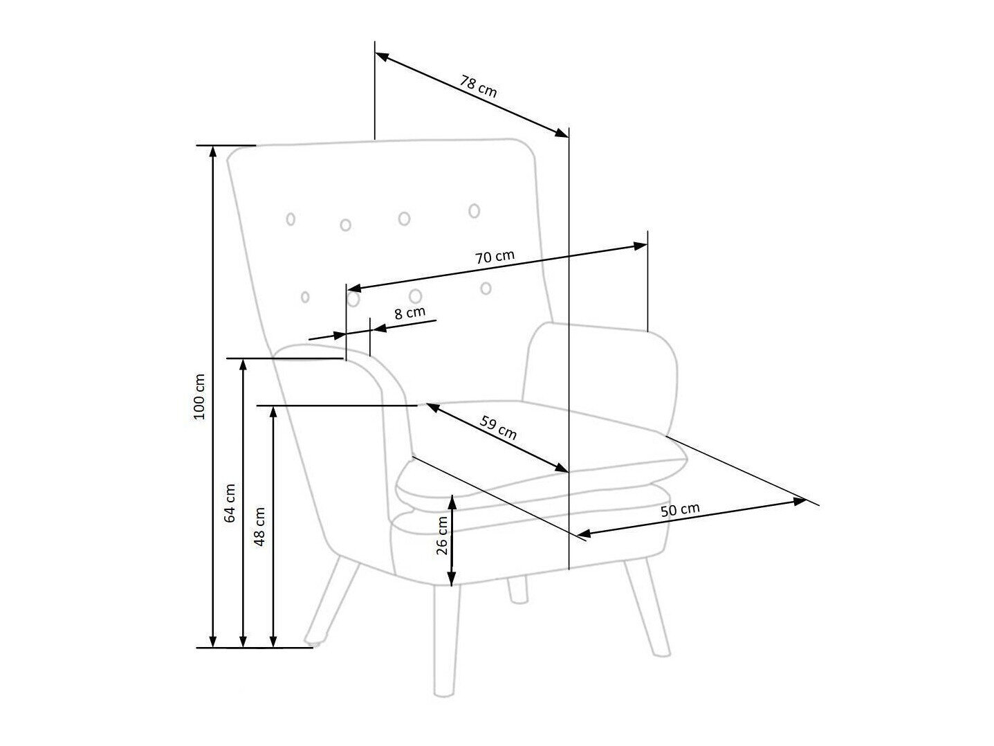 Lænestol Houston 838 (Mørkeblå + Sort)