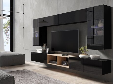 Stuemøbelsæt Tivdalu 144 (Sort + Blank sort + Artisan eg)