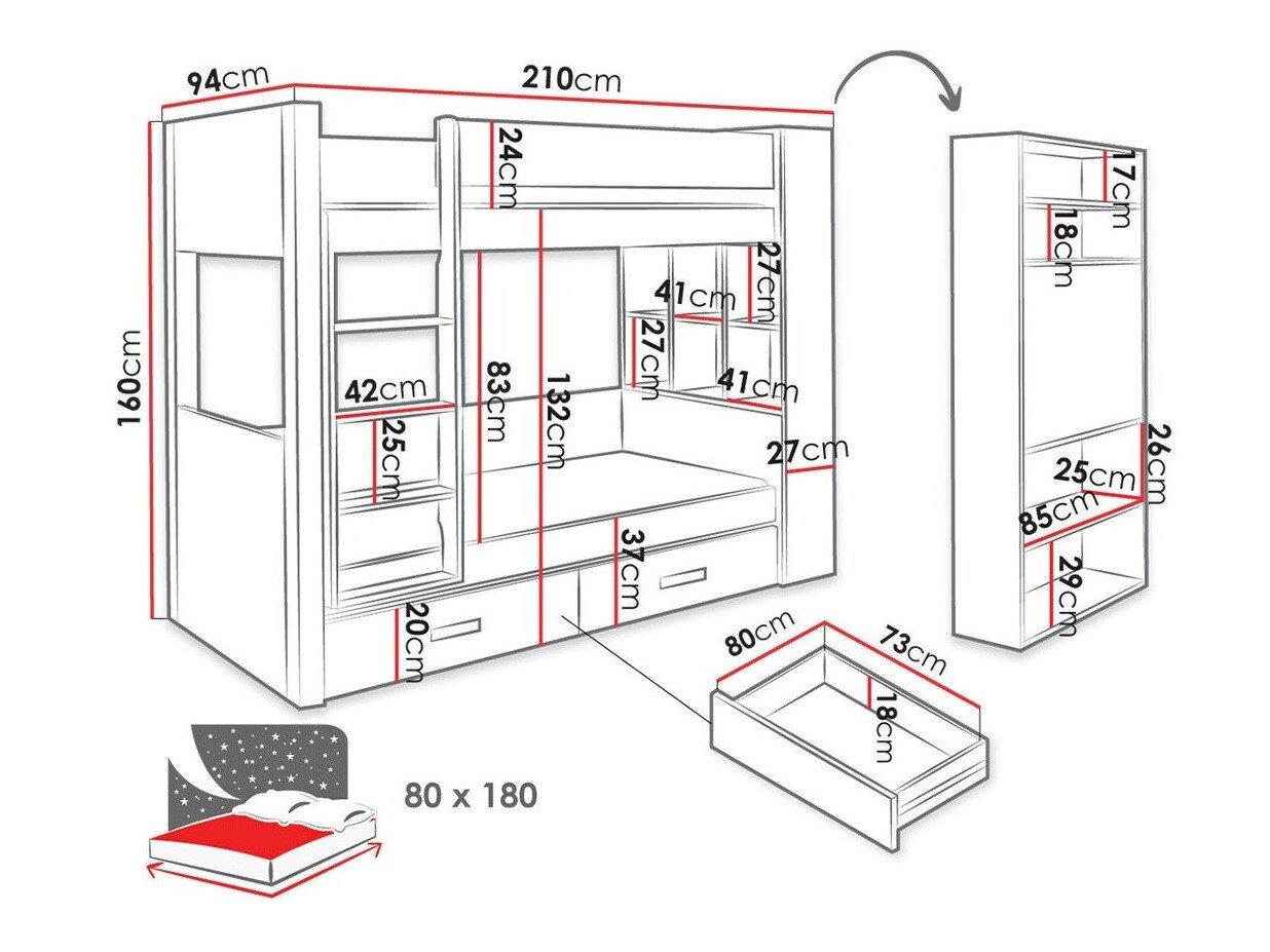 Køjeseng Henderson 141 (Hvid + Blå)