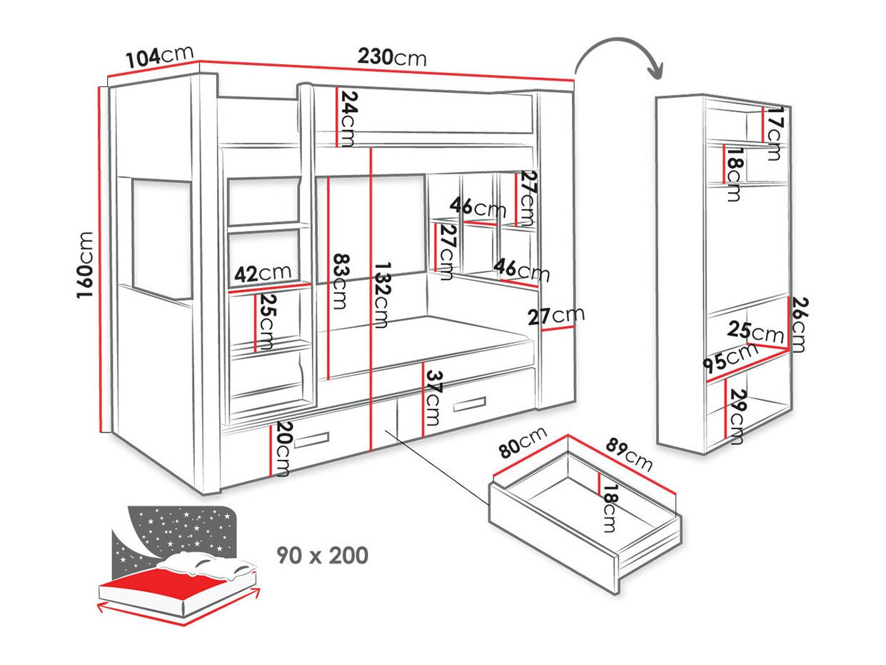 Køjeseng Henderson 142 (Hvid + Blå)