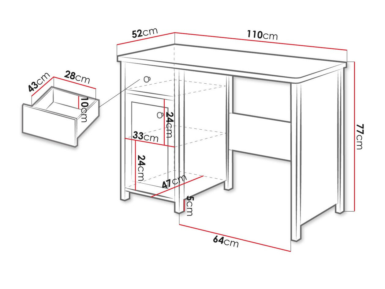 Skrivebord Romelbo 139 (Hvid + Egetræ)