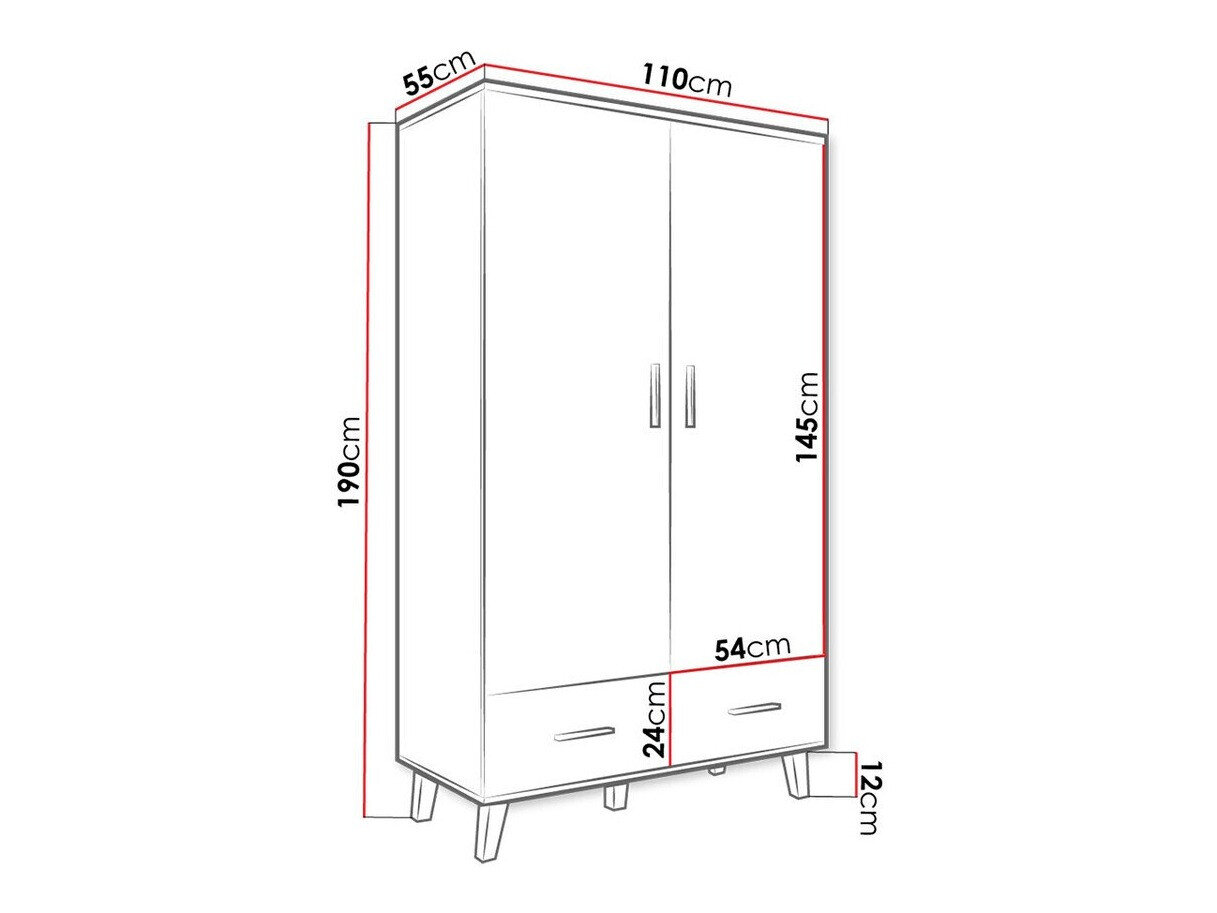 Garderobeskab Larfloi 111 (Hvid + Sonoma eg)