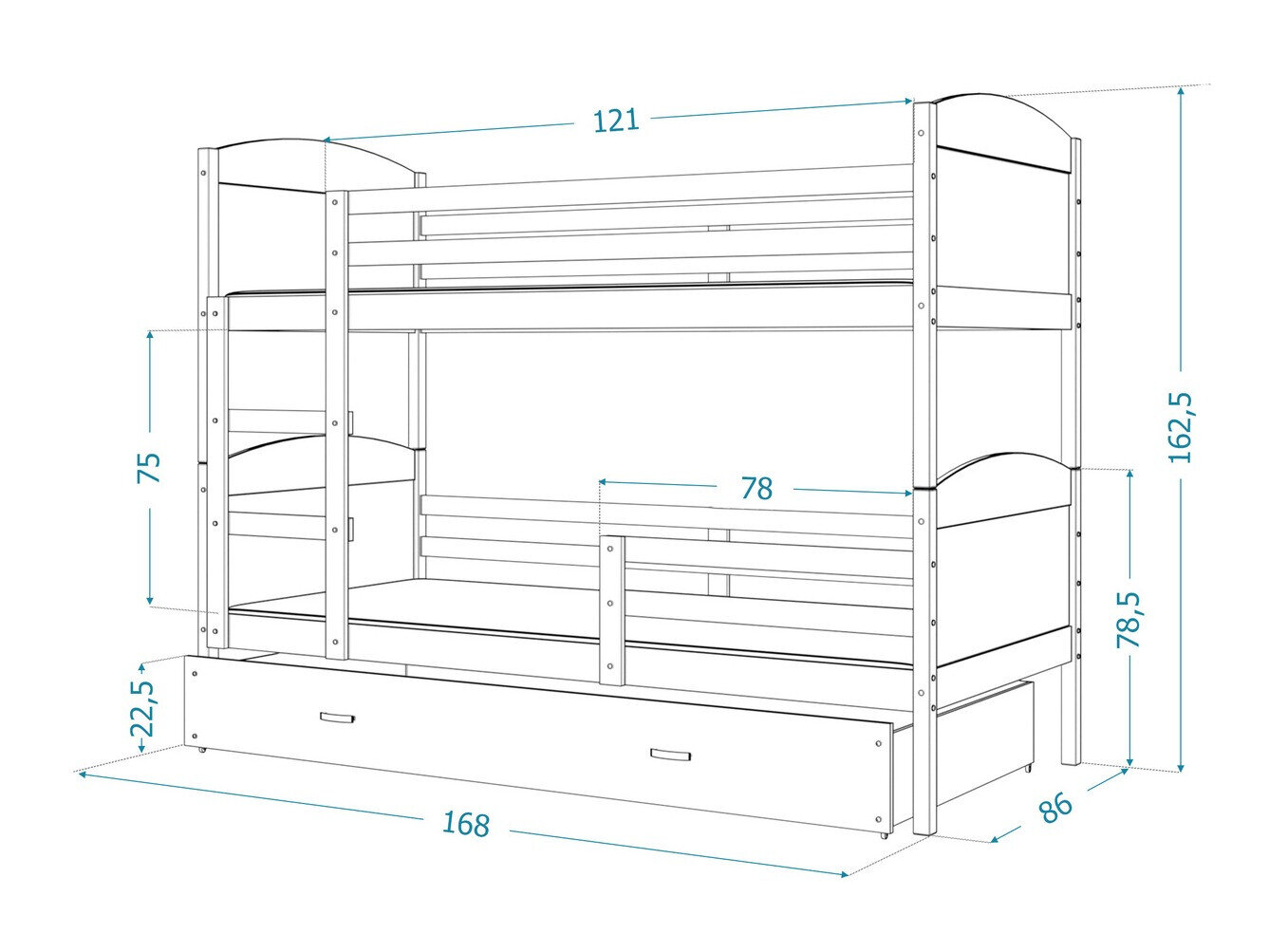 Køjeseng Aurora 101 (Fyrretræ)